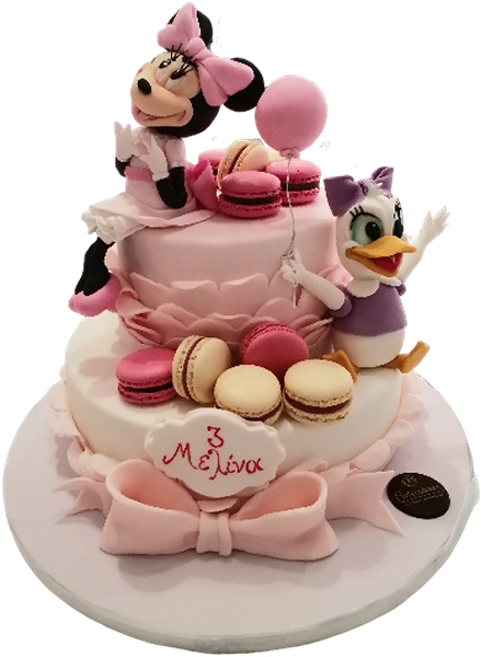 Τούρτα Minnie & Daisy – Παιδική τούρτα για κορίτσια με φιόγκους και μακαρόν