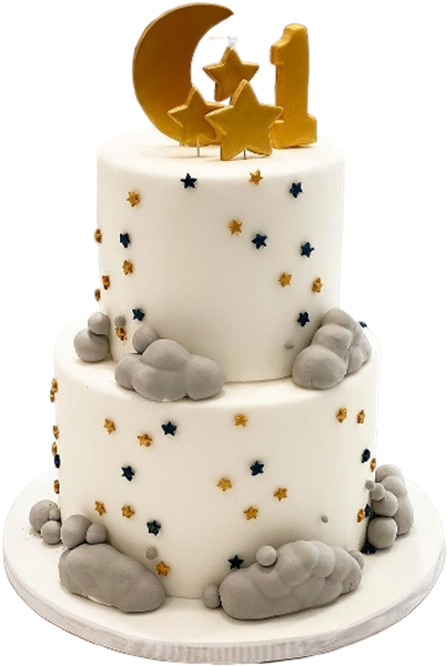 Τούρτα Moon & Stars – Διόροφη παιδική τούρτα με φεγγάρι και αστέρια