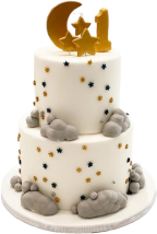 Τούρτα Moon & Stars – Διόροφη παιδική τούρτα με φεγγάρι και αστέρια