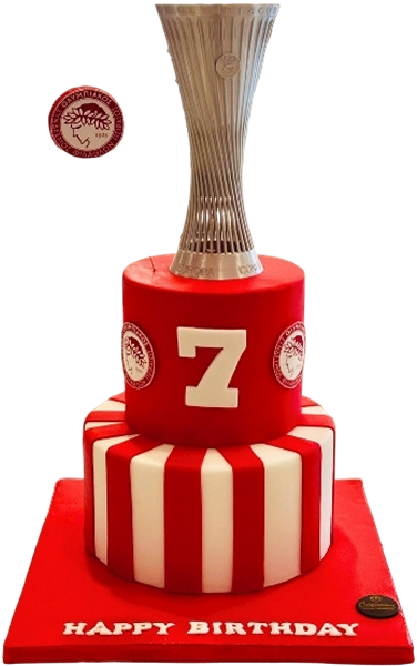 Τούρτα Olympiacos Trophy – Δίπατη ποδοσφαιρική τούρτα με τρόπαιο