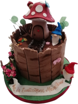 Τούρτα Fairy Forest – Παραμυθένια παιδική τούρτα με σπιτάκι μανιτάρι και ξωτικά