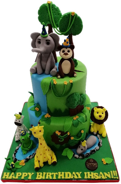 Τούρτα Jungle Friends – Παιδική τούρτα ζούγκλα με ζωάκια
