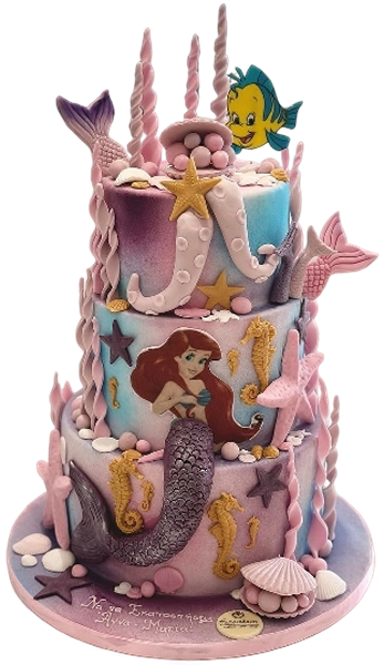 Τούρτα Little Mermaid – Παιδική τούρτα με Άριελ και διακόσμηση βυθού