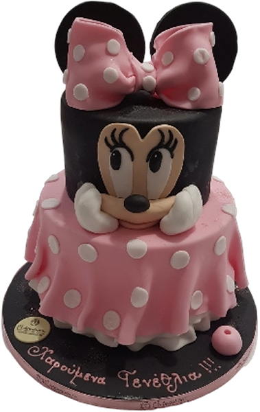 Τούρτα Minnie Mouse – Παιδική τούρτα με ροζ πουά φόρεμα και φιόγκο