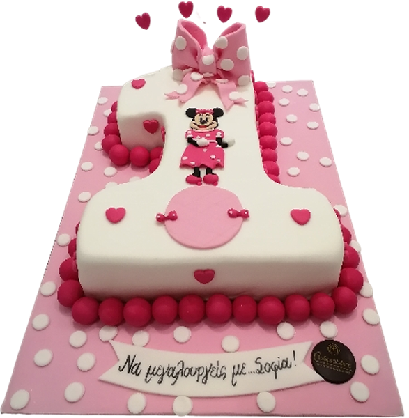 Τούρτα Minnie Number One – Παιδική Τούρτα για το Πρώτο Γενέθλιο