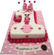 Τούρτα Minnie Number One – Παιδική Τούρτα για το Πρώτο Γενέθλιο