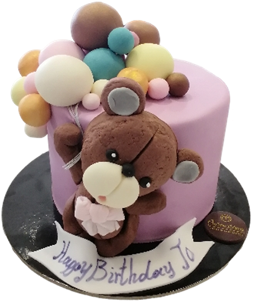 Τούρτα Teddy Bear Balloons – Παιδική τούρτα με αρκουδάκι και μπαλόνια
