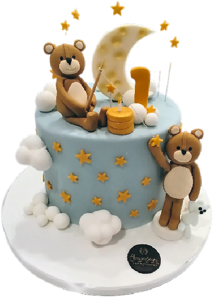 Τούρτα Teddy Bears & Moon – Παιδική τούρτα με αρκουδάκια και φεγγάρι