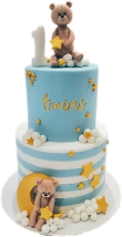 Τούρτα Twins – Παιδική δίπατη τούρτα με αρκουδάκια και αστέρια για δίδυμα