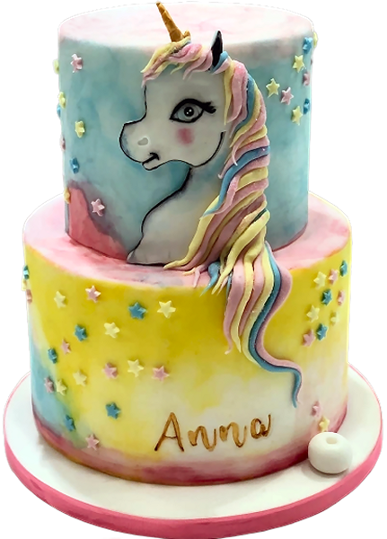 Τούρτα Unicorn Dream – Παιδική δίπατη τούρτα μονόκερος με pastel ουράνιο τόξο